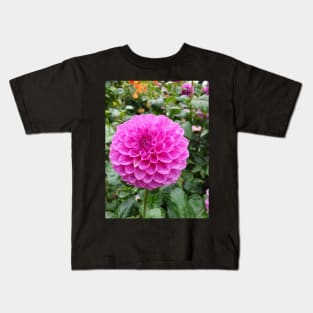 Rainy pink dahlia Kids T-Shirt